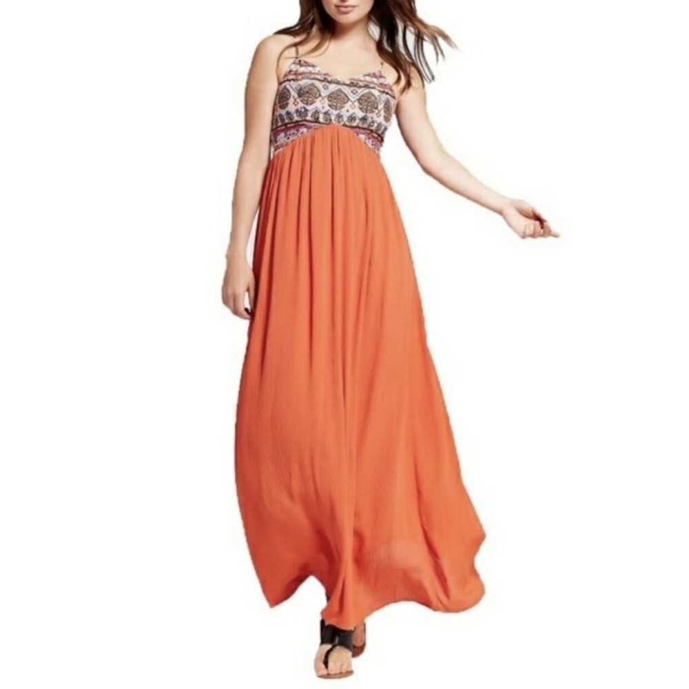 Orange Tribal Maxi Dress